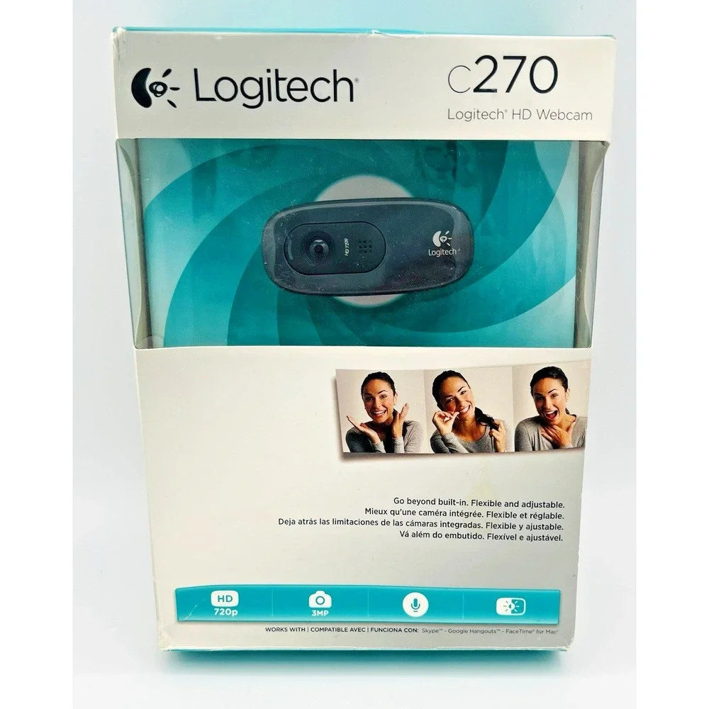 Logitech C270 HD 720P Webcam USB 2.0 Web Camera HD‎ Microphone For PC Laptop New
